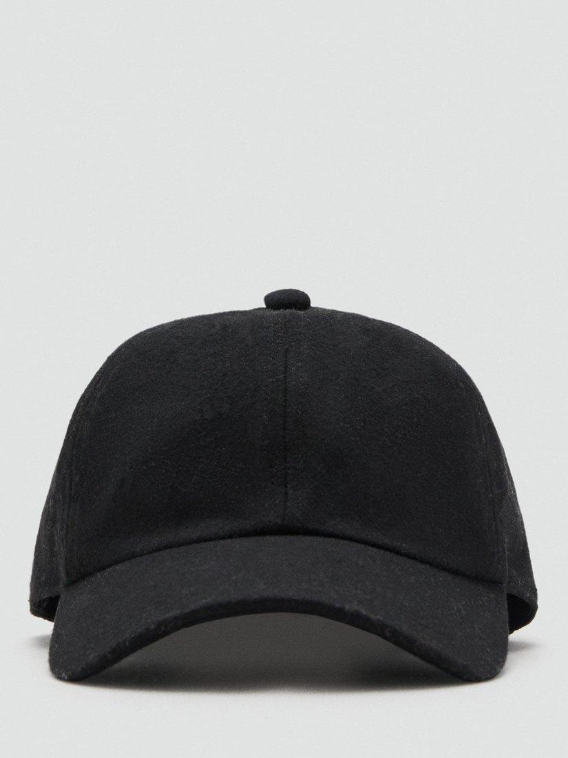 Product image 2 of 4, which shows Mango Wool Blend Baseball Cap, Black, One Size