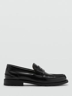 Mango Zapato Leather Loafers, Black