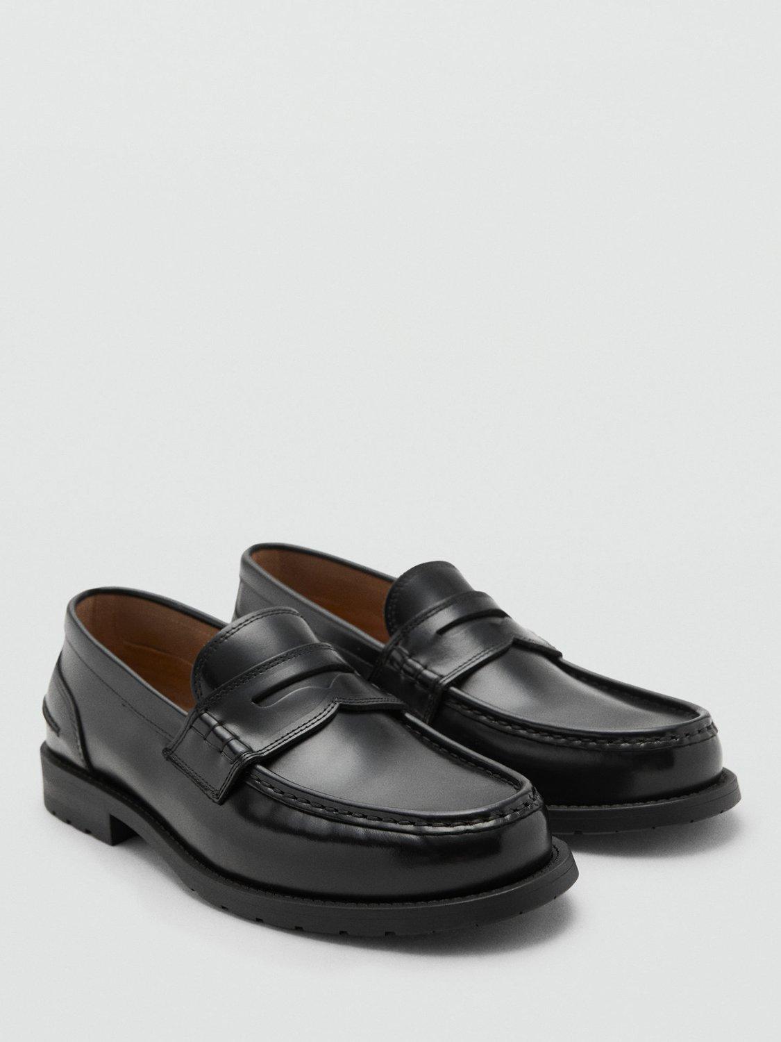 Product image 3 of 5, which shows Mango Zapato Leather Loafers, Black, 10