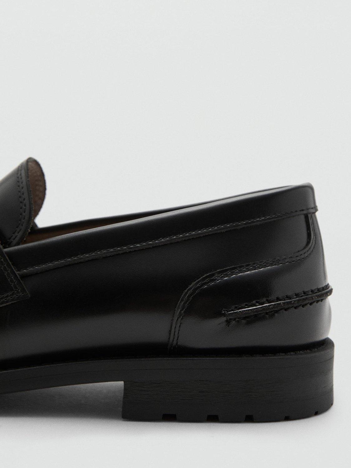 Product image 4 of 5, which shows Mango Zapato Leather Loafers, Black, 10