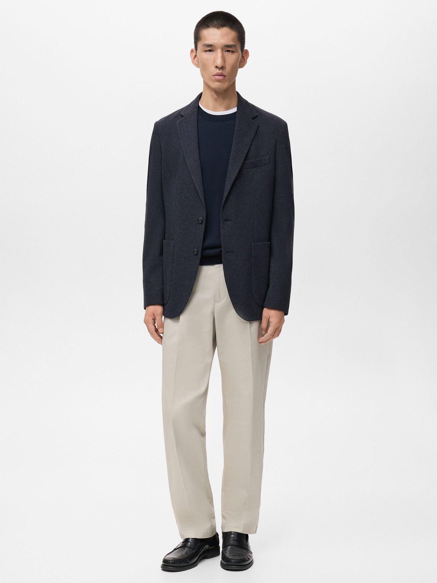 Product image 2 of 8, which shows Mango Aneto Slim Fit Micro Houndstooth Blazer, Navy, 36