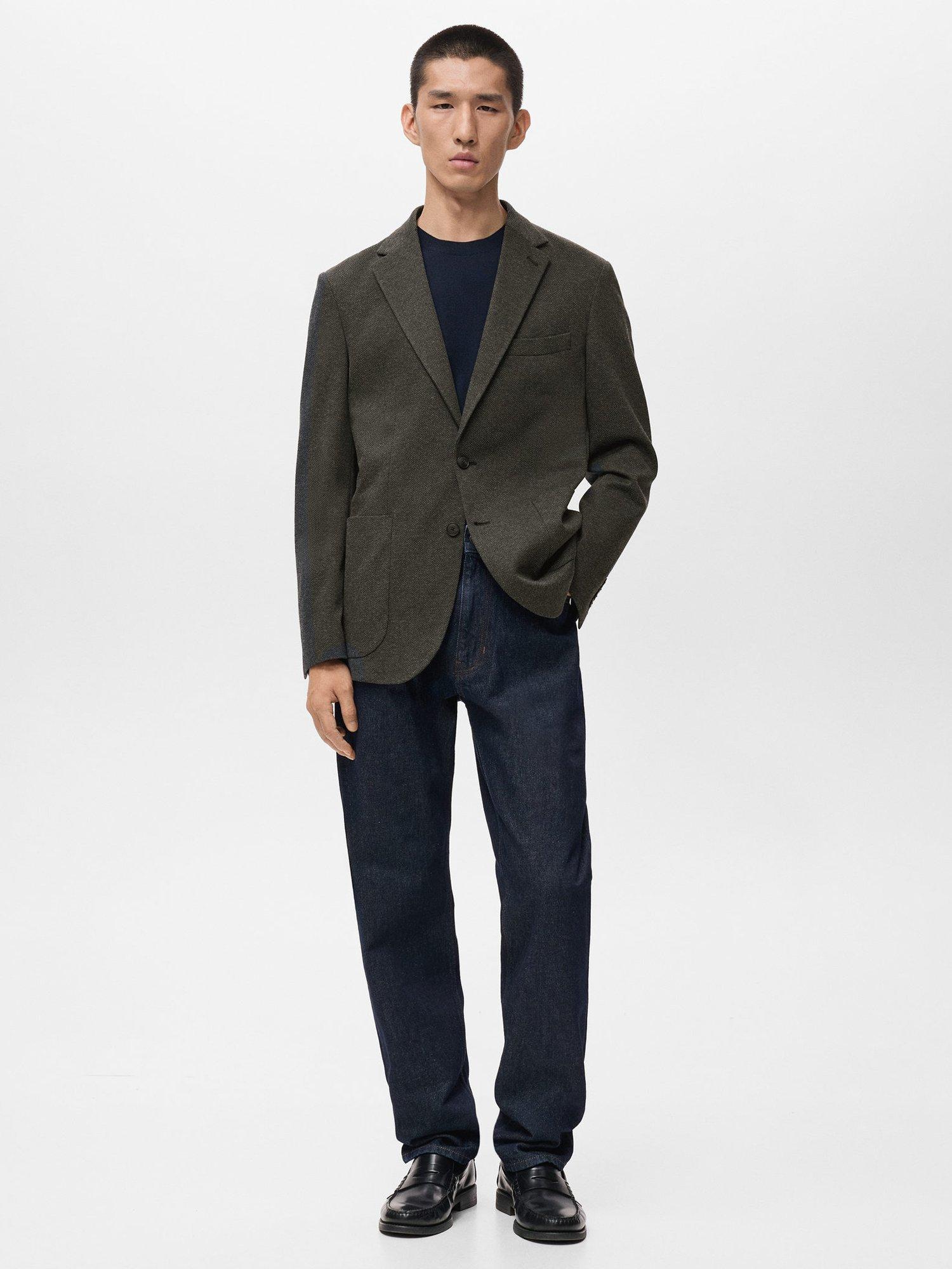 Product image 2 of 8, which shows Mango Aneto Slim Fit Micro Houndstooth Blazer, Grey, 36