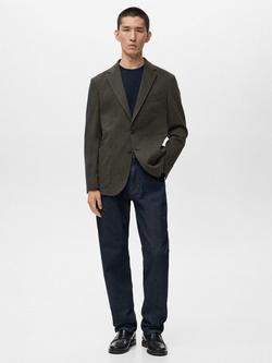 Mango Aneto Slim Fit Micro Houndstooth Blazer - view 2, Grey