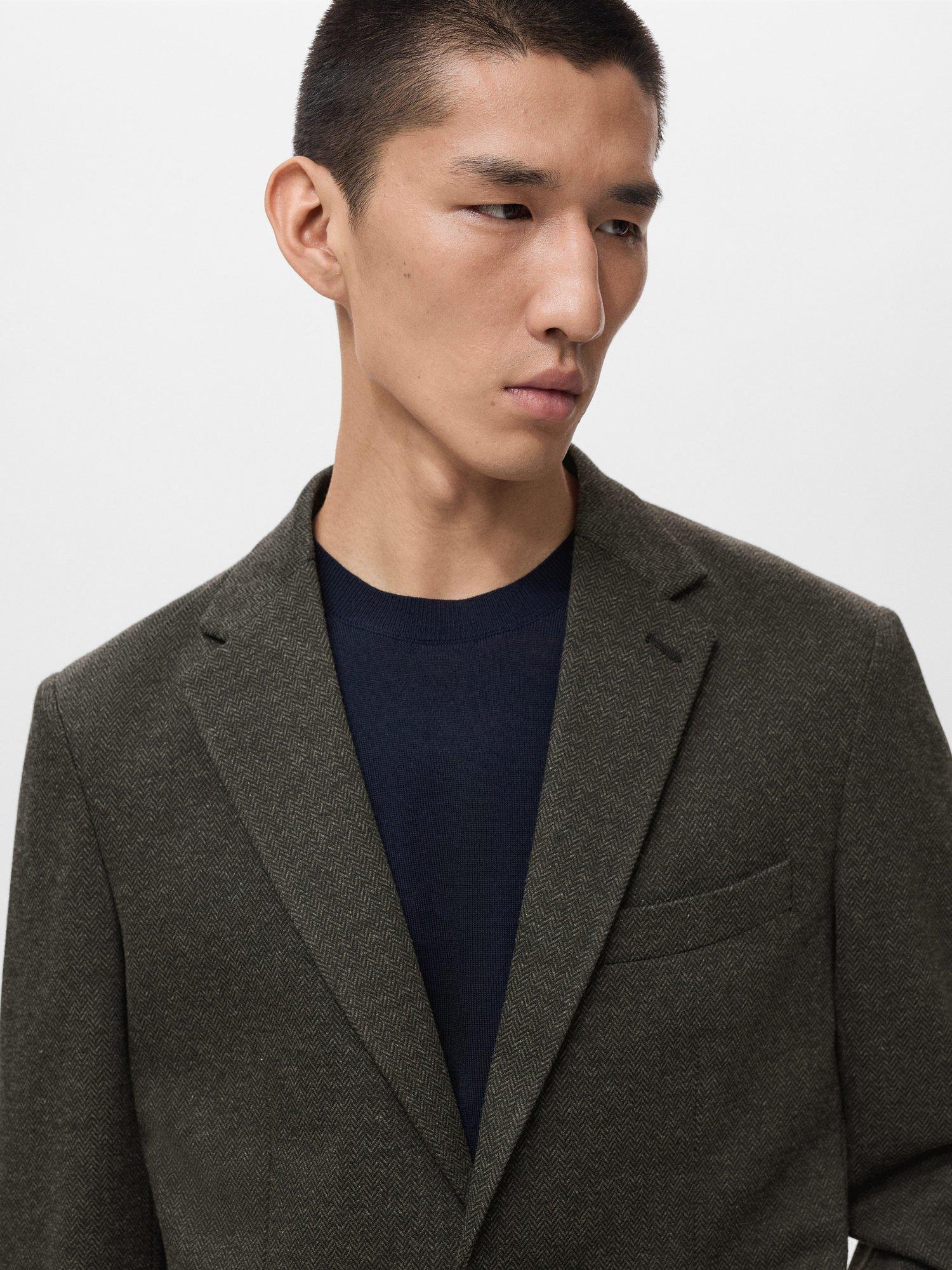 Product image 6 of 8, which shows Mango Aneto Slim Fit Micro Houndstooth Blazer, Grey, 36
