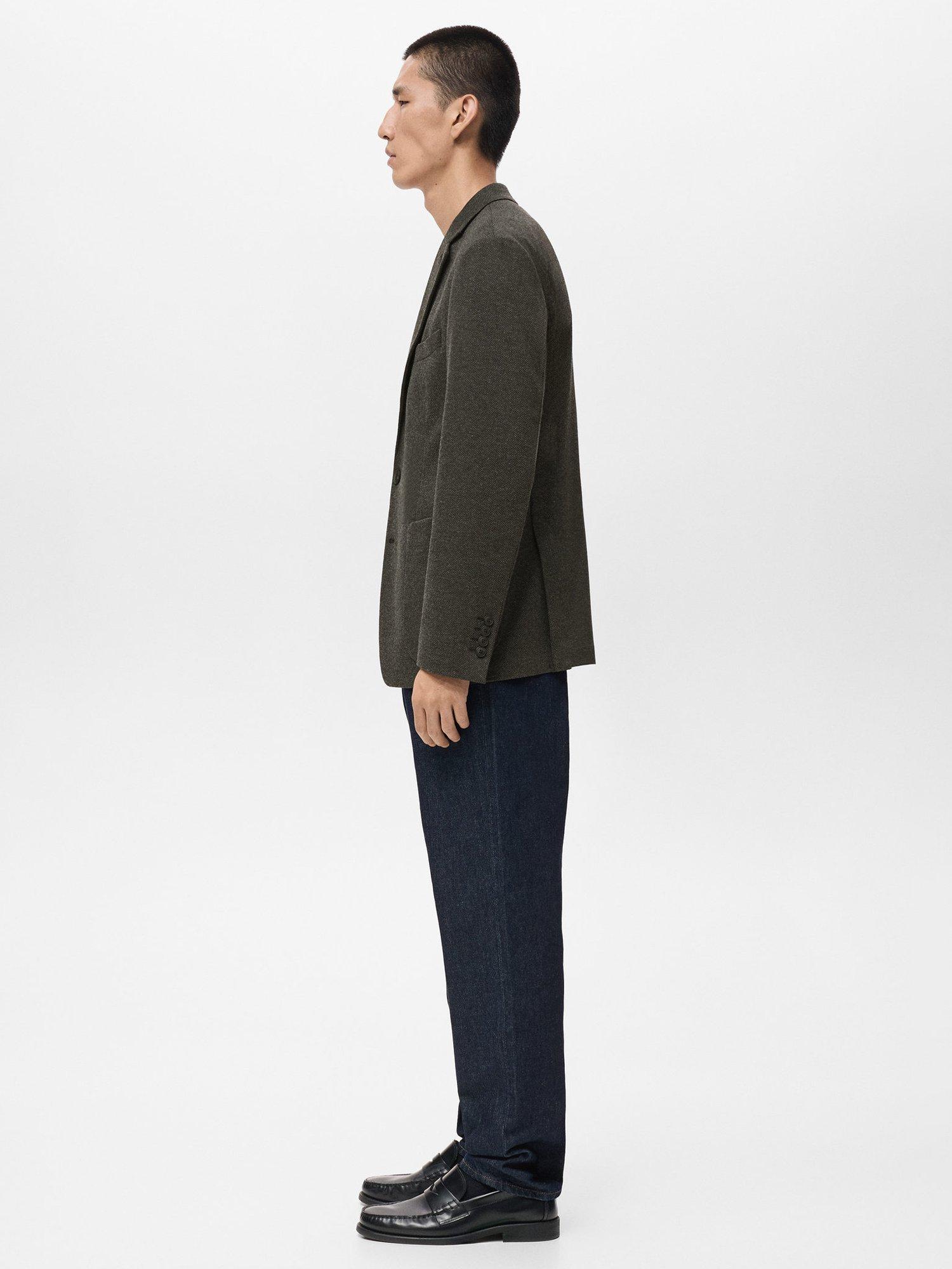 Product image 7 of 8, which shows Mango Aneto Slim Fit Micro Houndstooth Blazer, Grey, 36