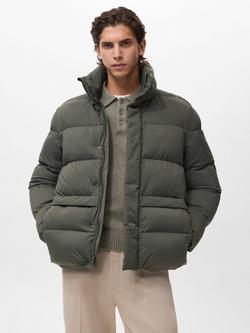 Mango Alonso Puffer Jacket, Dark Green, Dark Green