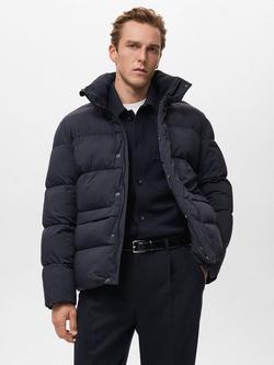 Mango Alonso Puffer Jacket, Navy, Navy