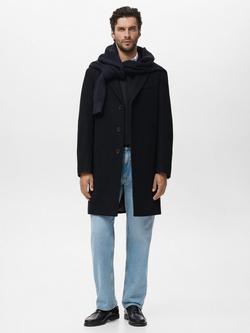 Mango Arizona Wool Blend Overcoat - view 2, Navy