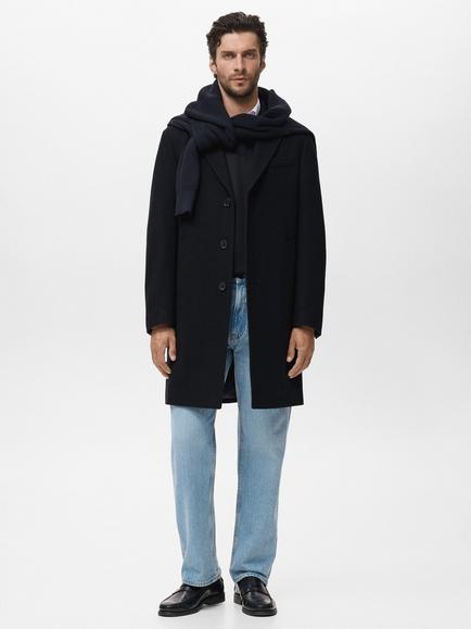 Mango Arizona Wool Blend Overcoat - view 2, Navy