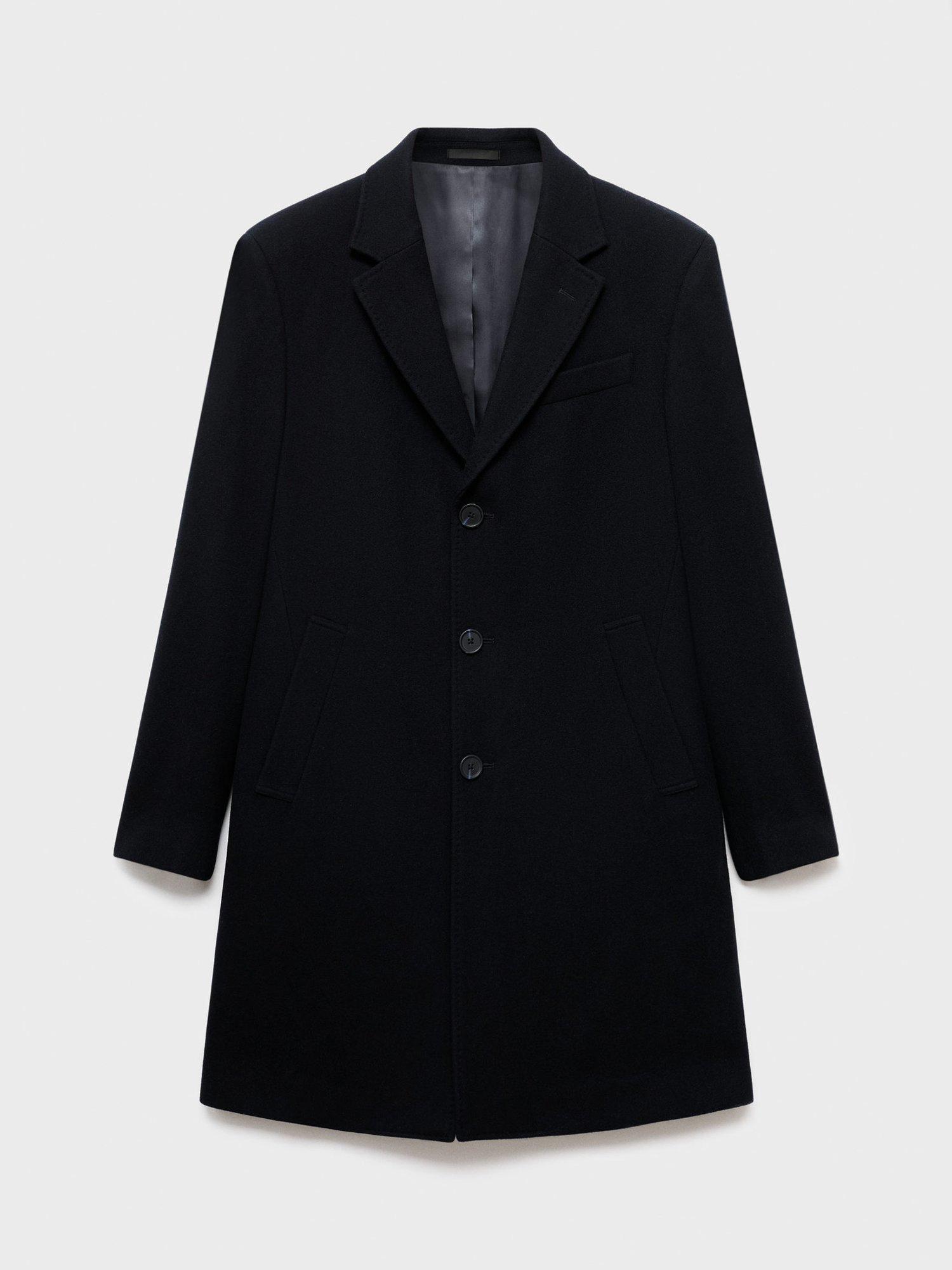 Product image 3 of 8, which shows Mango Arizona Wool Blend Overcoat, Navy, XL