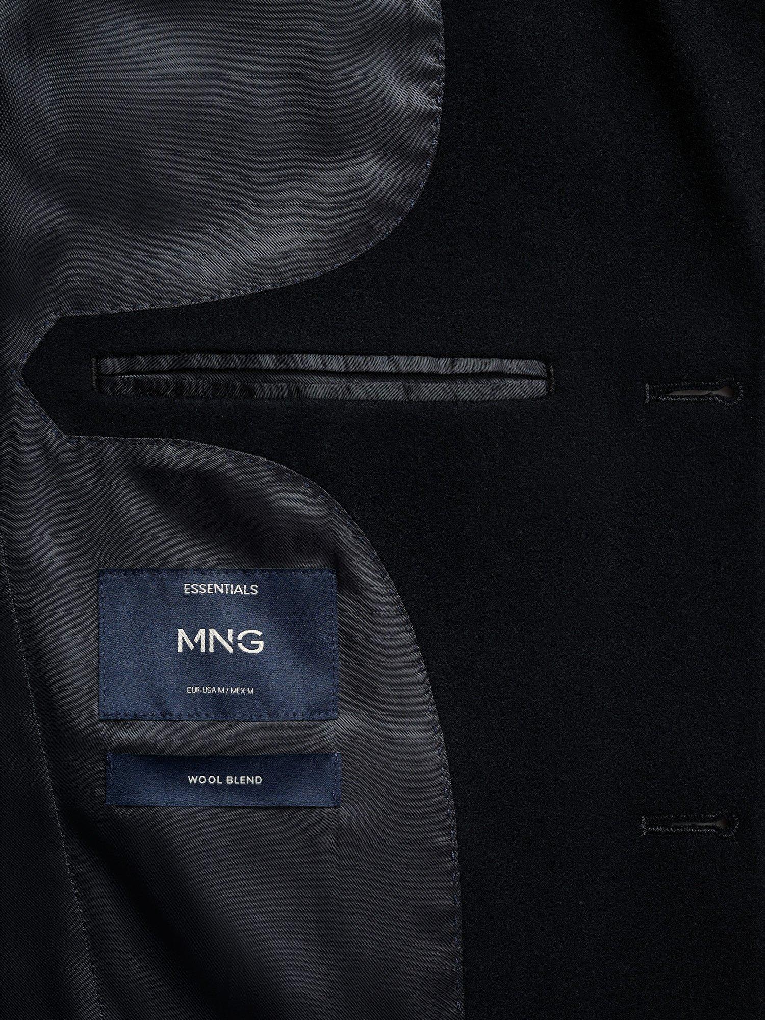 Product image 5 of 8, which shows Mango Arizona Wool Blend Overcoat, Navy, XL