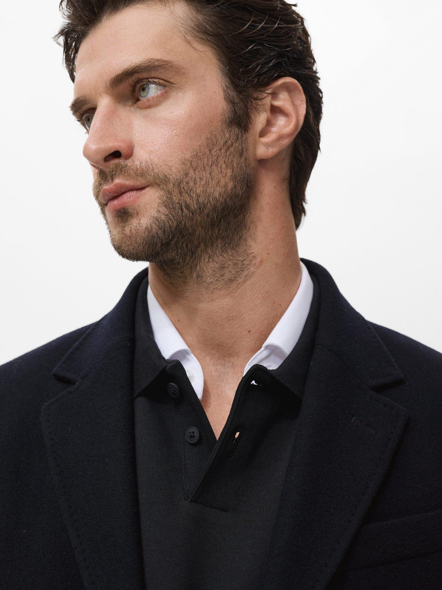 Product image 6 of 8, which shows Mango Arizona Wool Blend Overcoat, Navy, XL