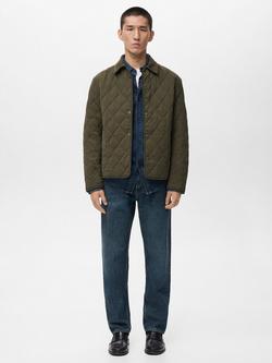 Mango Gabriel Quilted Jacket - view 2, Dark Green