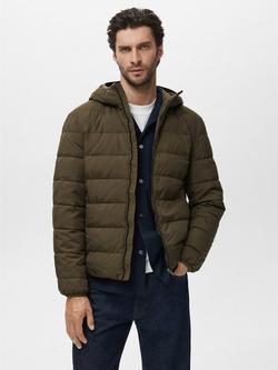 Mango Mirlo Quilted Jacket, Dark Green