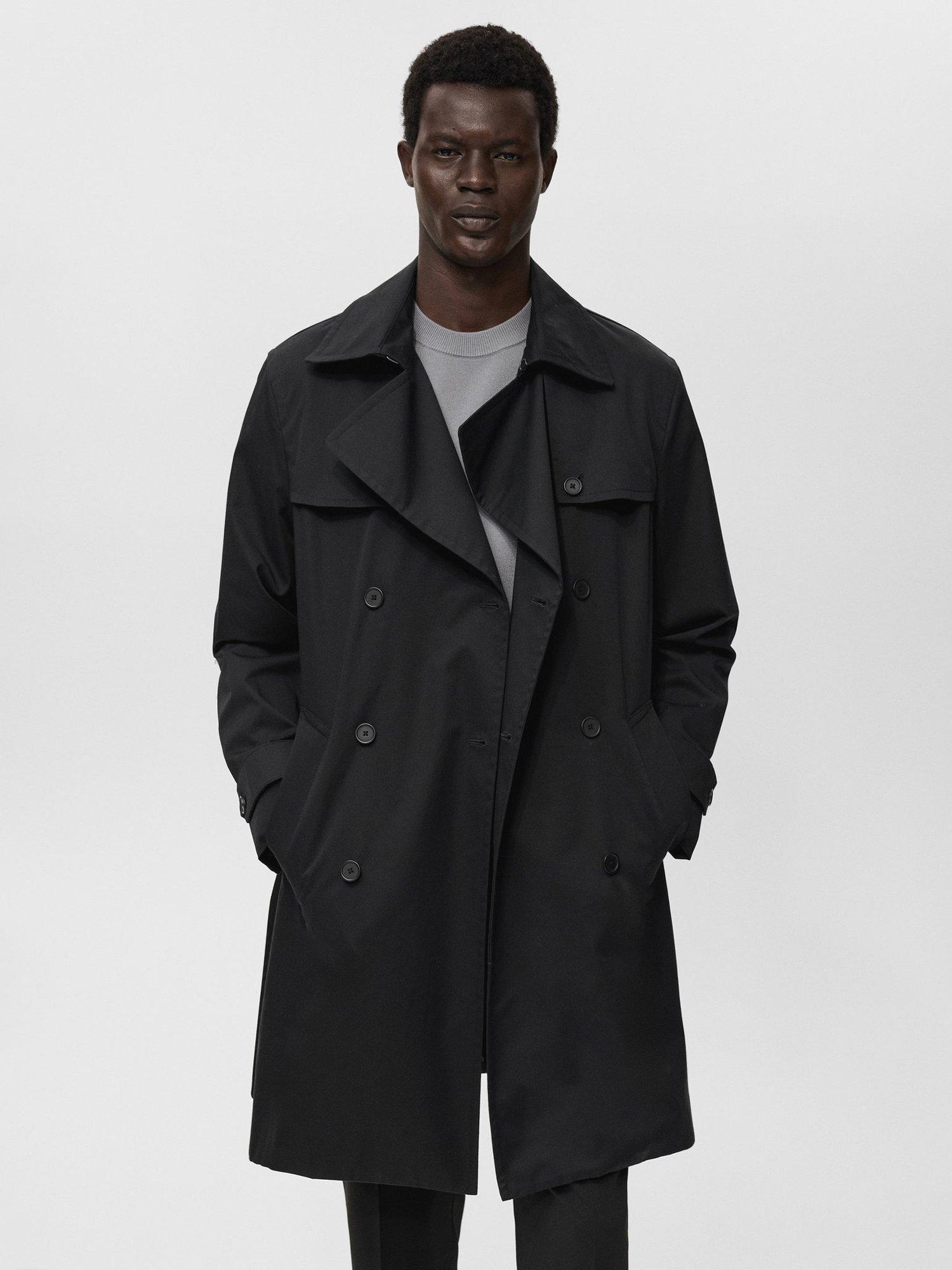 Mango Tango Cotton Blend Trench Coat, Black