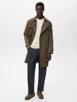 Mango Tango Cotton Blend Trench Coat, Dark Green