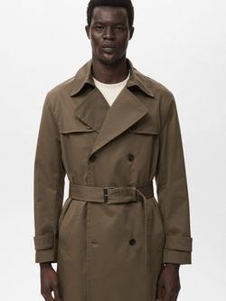 Mango Tango Cotton Blend Trench Coat - view 2, Dark Green