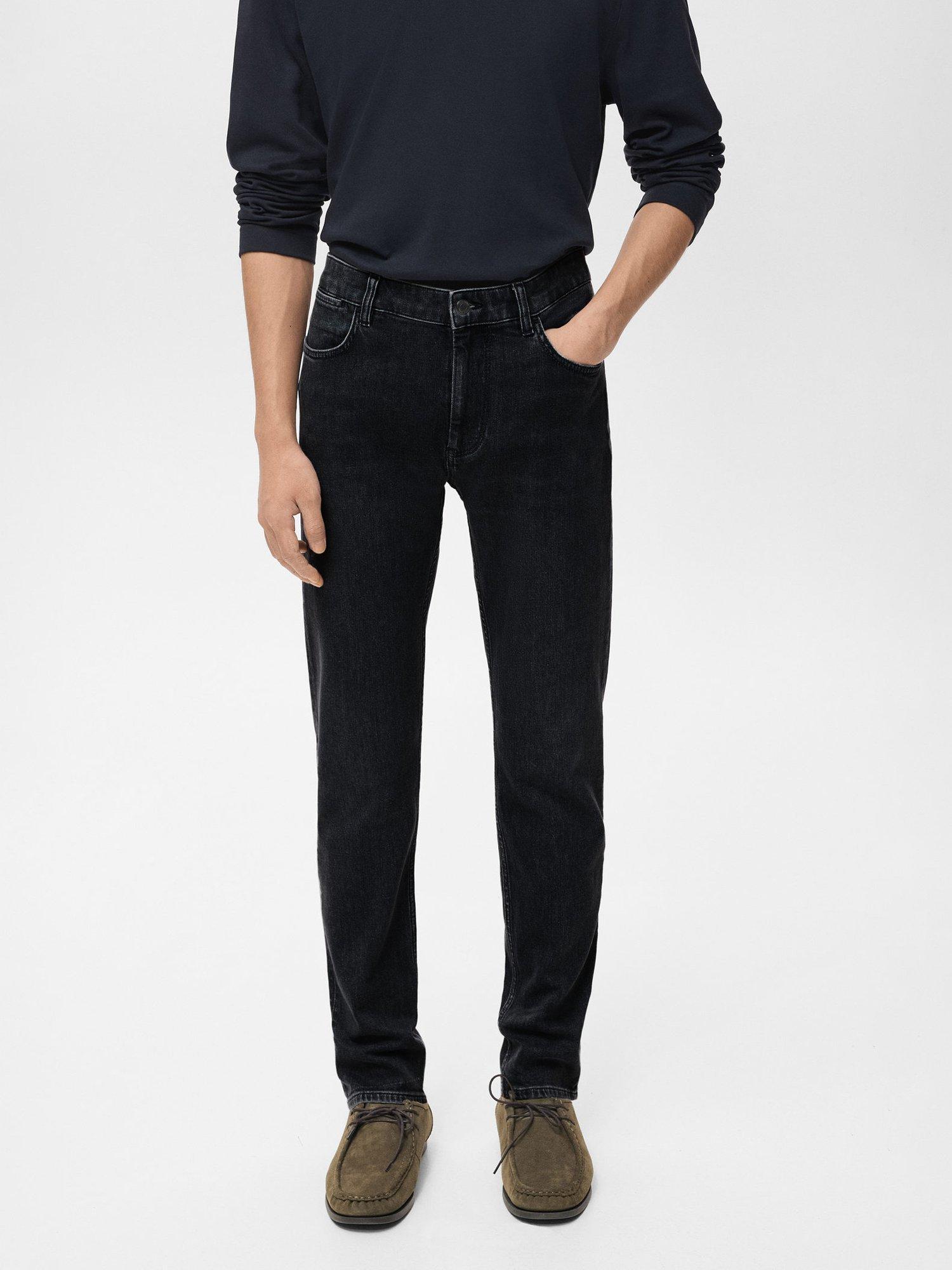 Product image 1 of 7, which shows Mango Patrick Cotton Blend Slim Fit Jeans, Black, 32