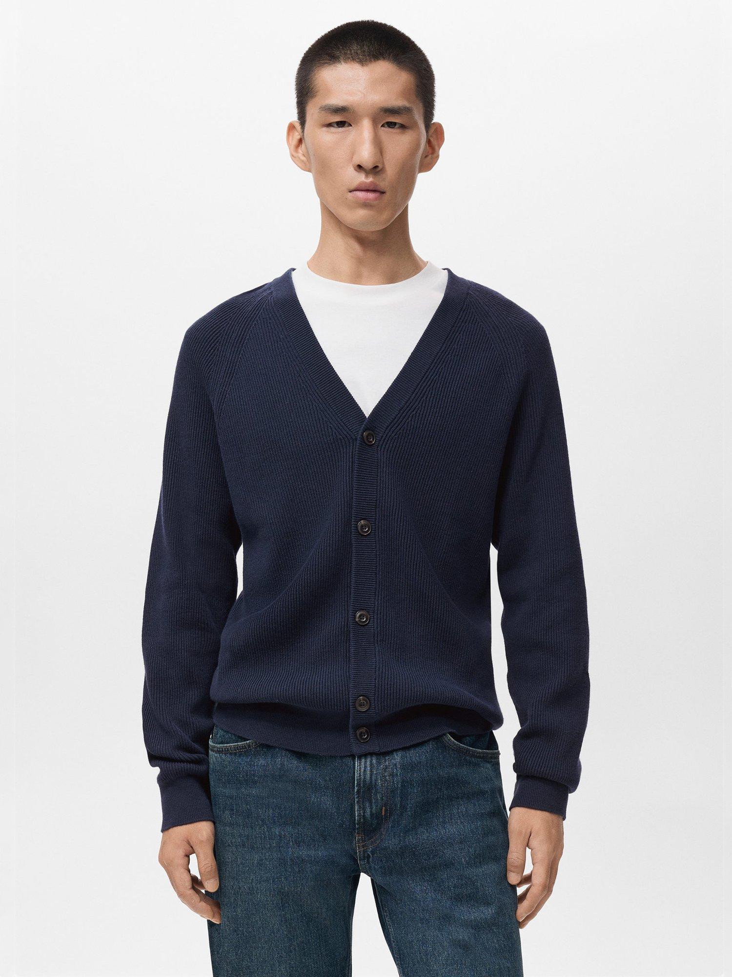 Product image 1 of 8, which shows Mango Hodei Cotton Blend Cardigan, Navy, S