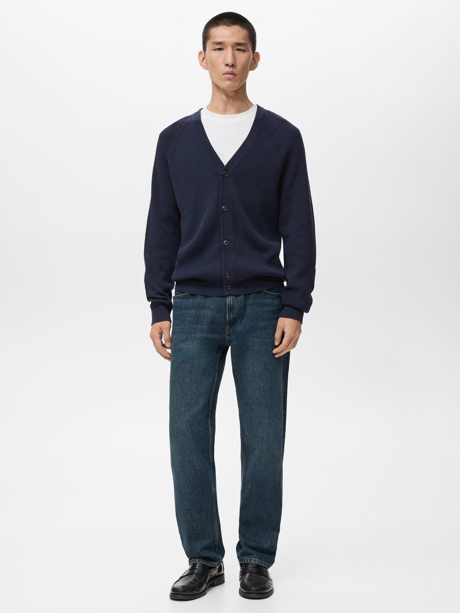 Product image 2 of 8, which shows Mango Hodei Cotton Blend Cardigan, Navy, S