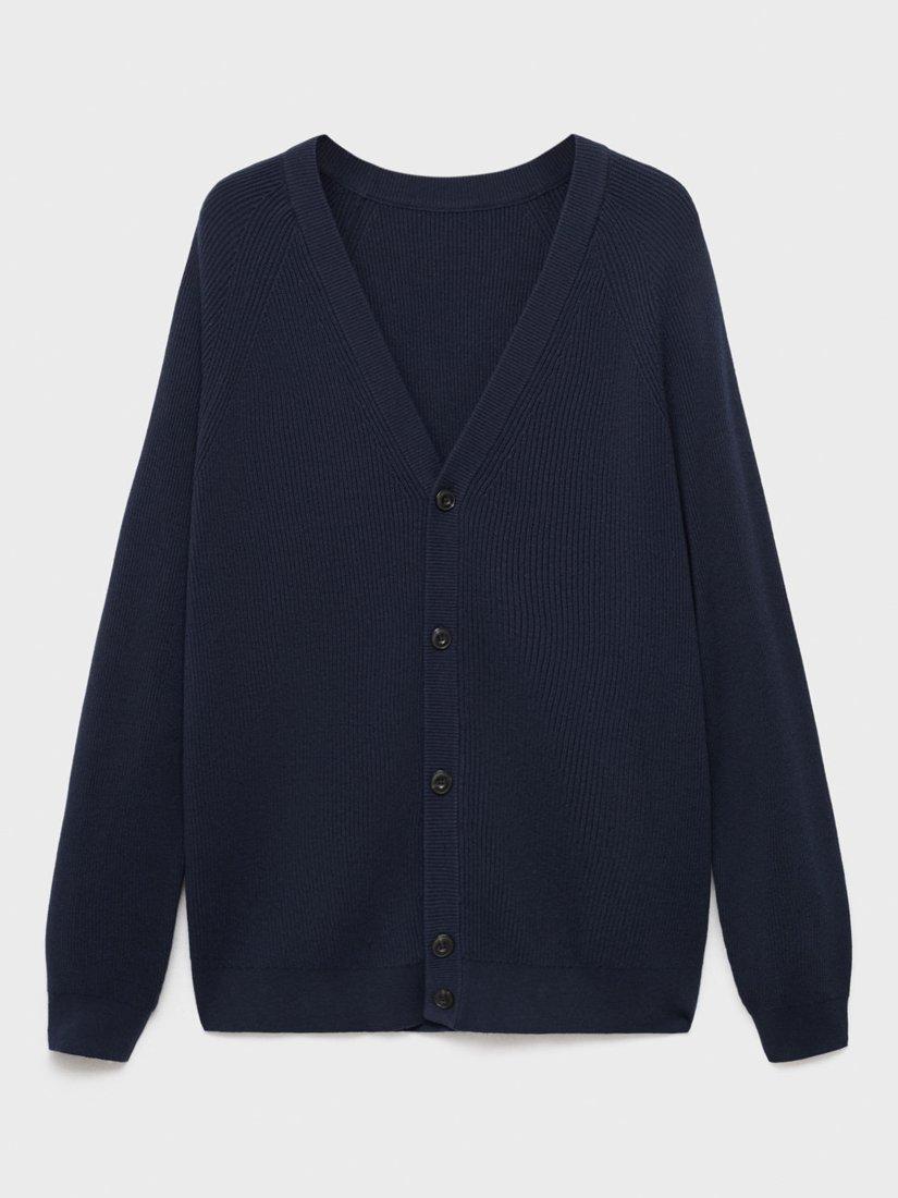 Product image 3 of 8, which shows Mango Hodei Cotton Blend Cardigan, Navy, S