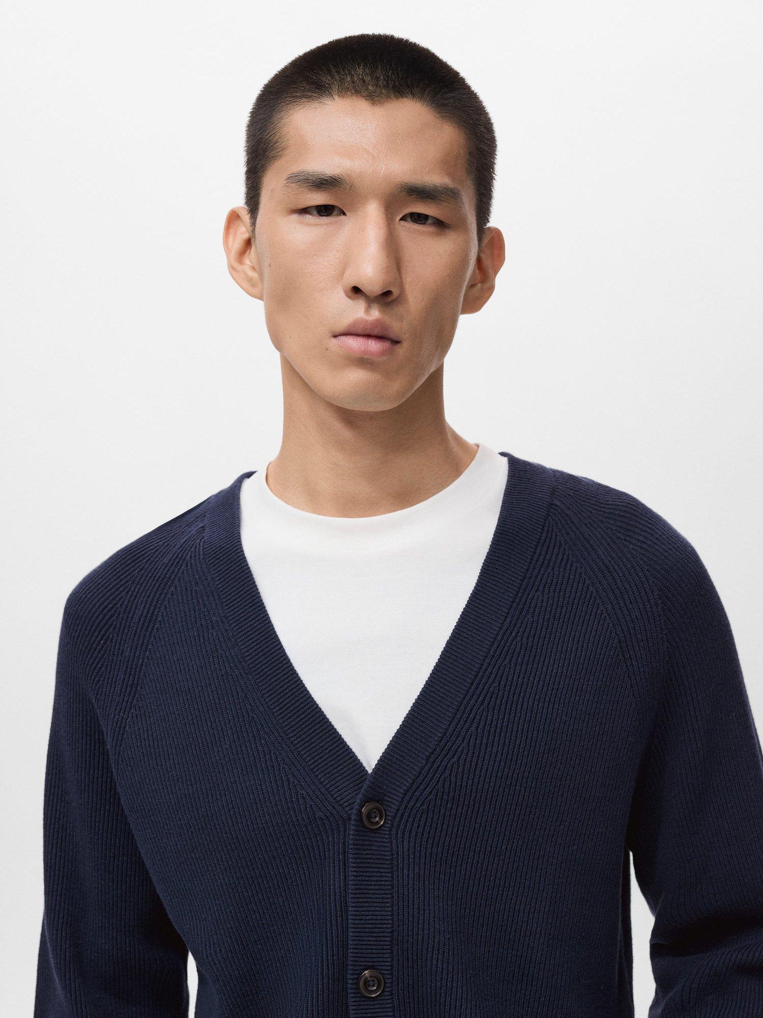 Product image 6 of 8, which shows Mango Hodei Cotton Blend Cardigan, Navy, S