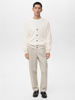 Mango Hodei Cotton Blend Cardigan - view 2, Natural White