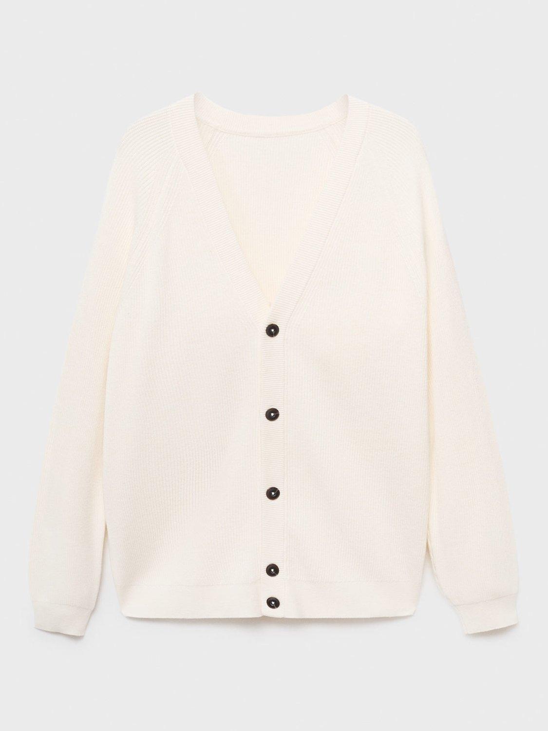 Product image 3 of 9, which shows Mango Hodei Cotton Blend Cardigan, Natural White, XL