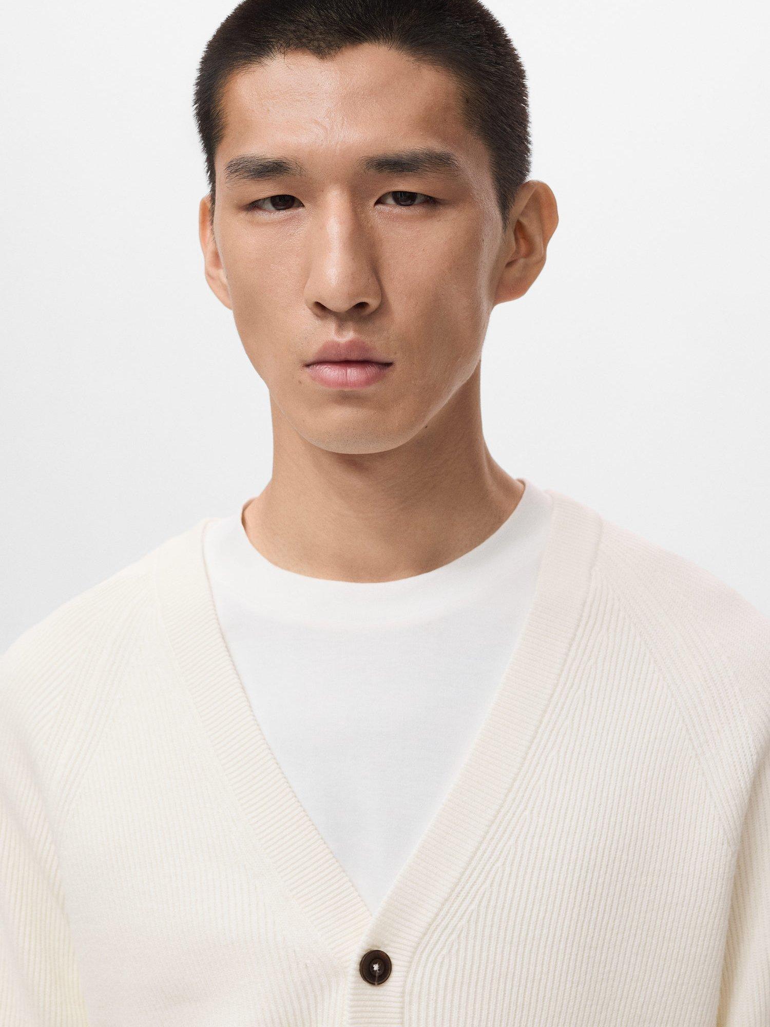 Product image 6 of 9, which shows Mango Hodei Cotton Blend Cardigan, Natural White, XL