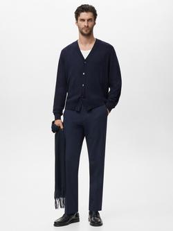 Mango Willyc Merino Wool V-Neck Cardigan - view 2, Navy