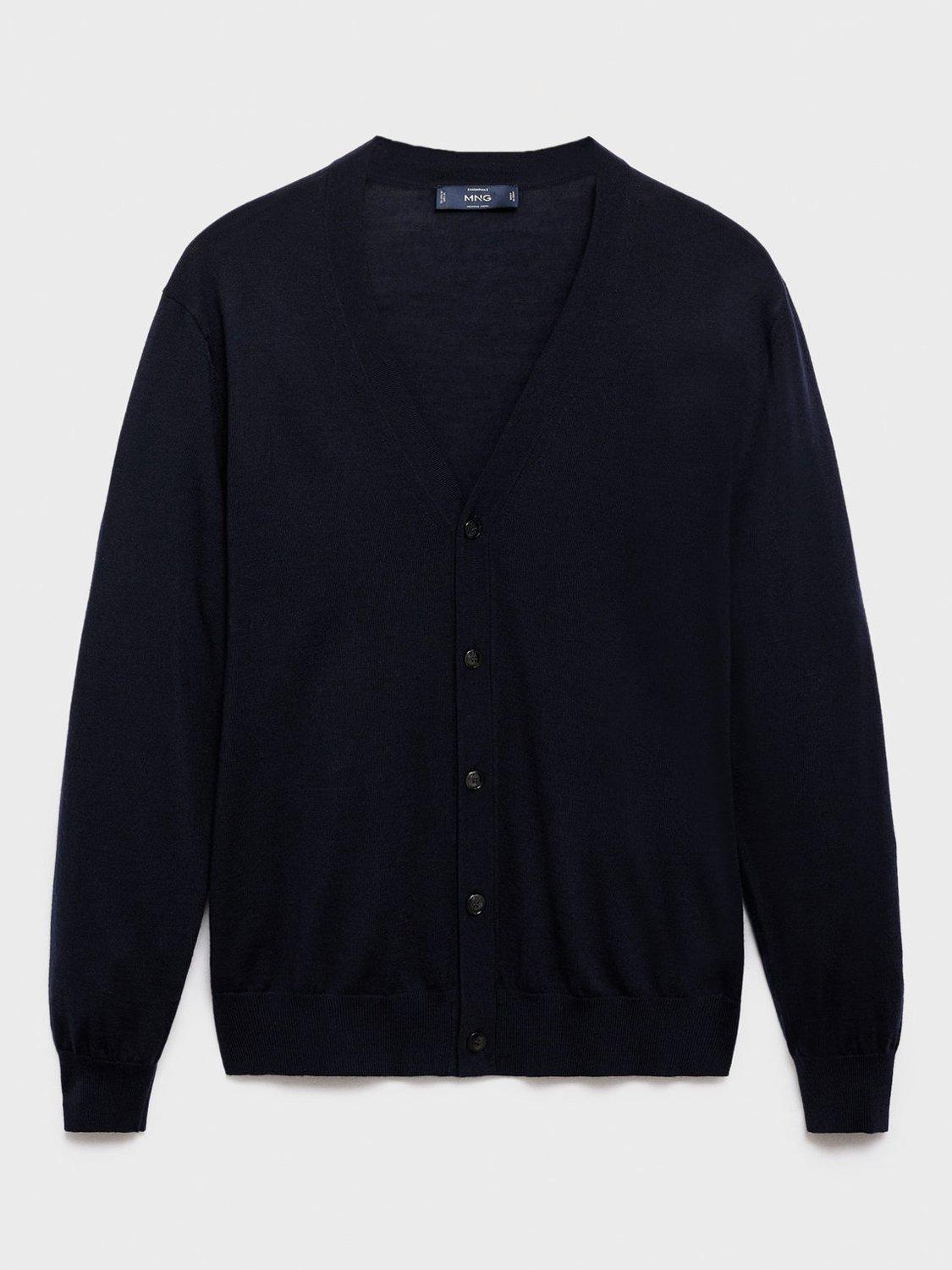 Product image 3 of 8, which shows Mango Willyc Merino Wool V-Neck Cardigan, Navy, S