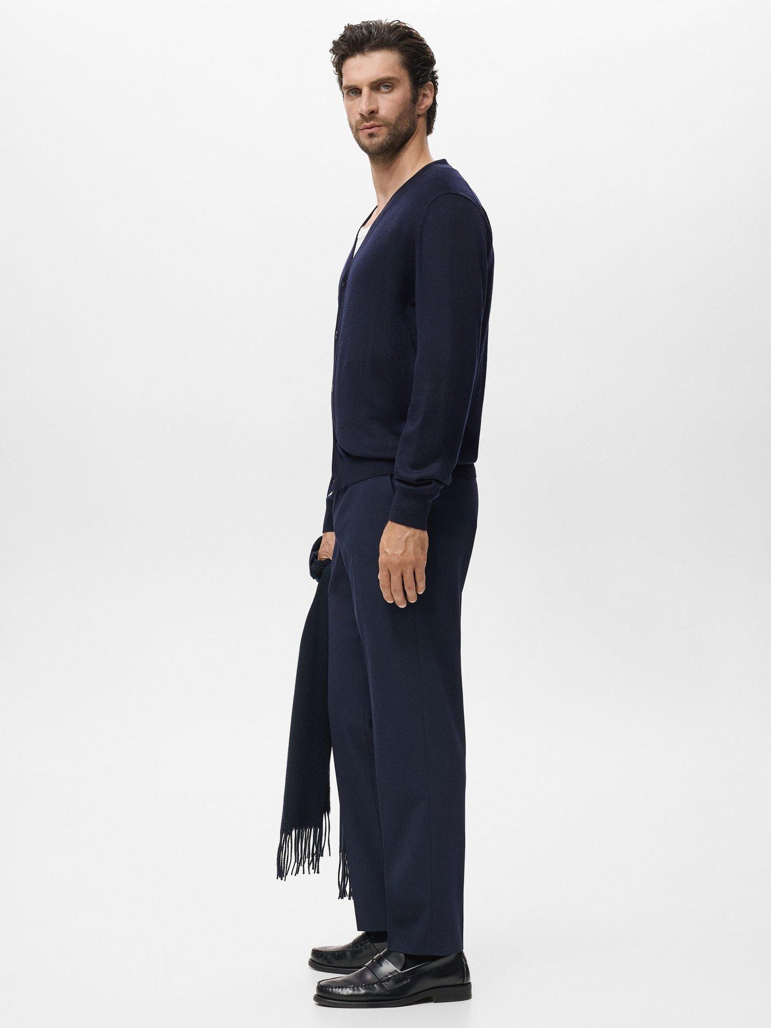 Product image 7 of 8, which shows Mango Willyc Merino Wool V-Neck Cardigan, Navy, S