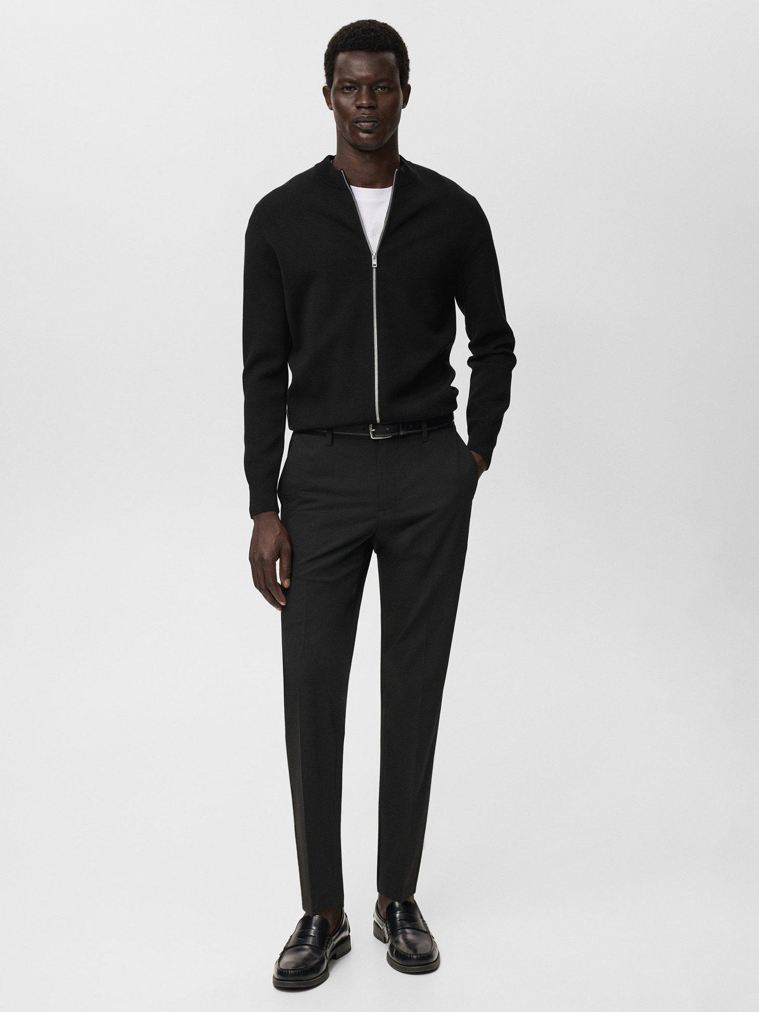 Product image 2 of 8, which shows Mango Luxusc Knitted Zip Cardigan, Black, M