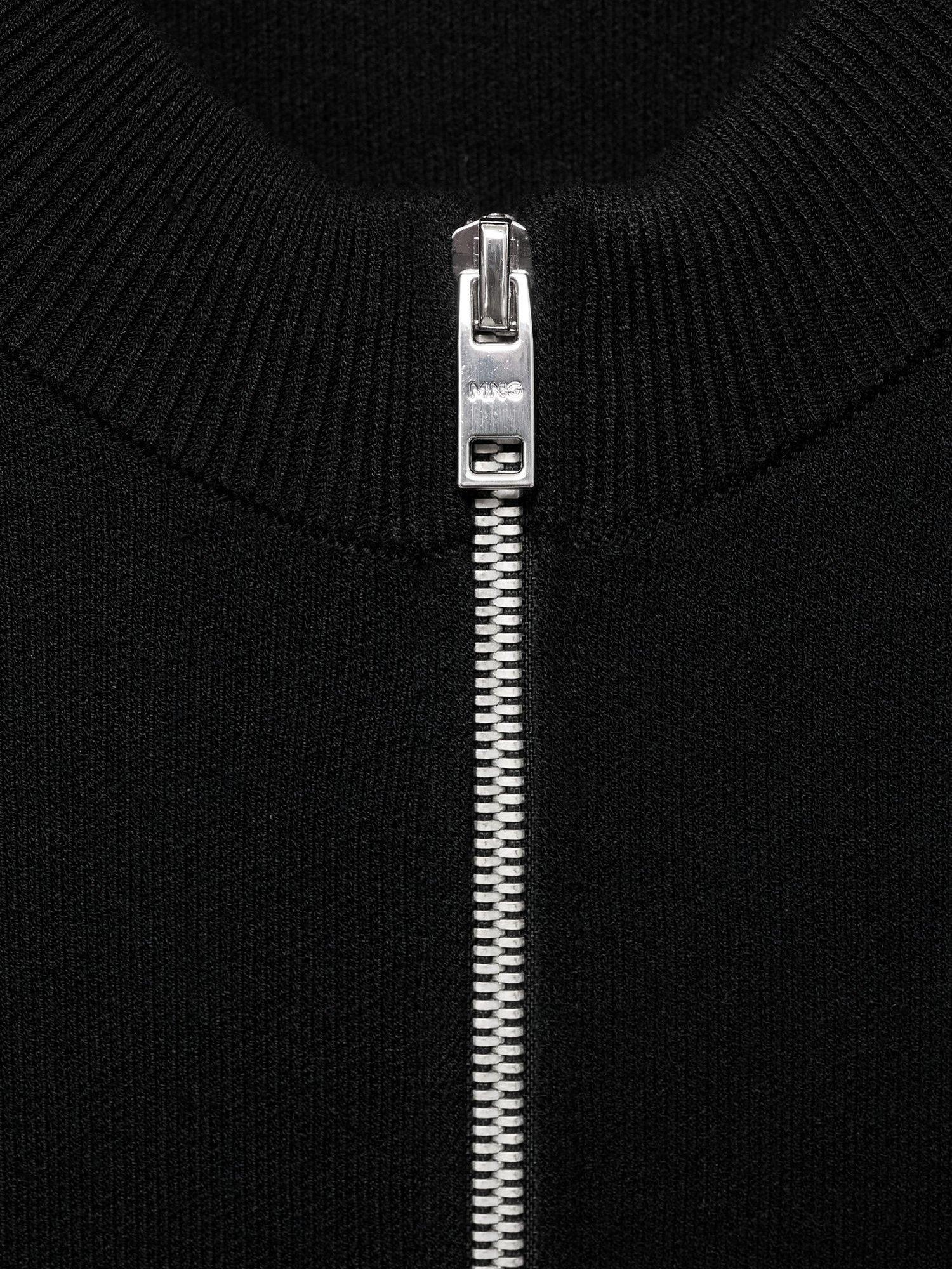 Product image 8 of 8, which shows Mango Luxusc Knitted Zip Cardigan, Black, M