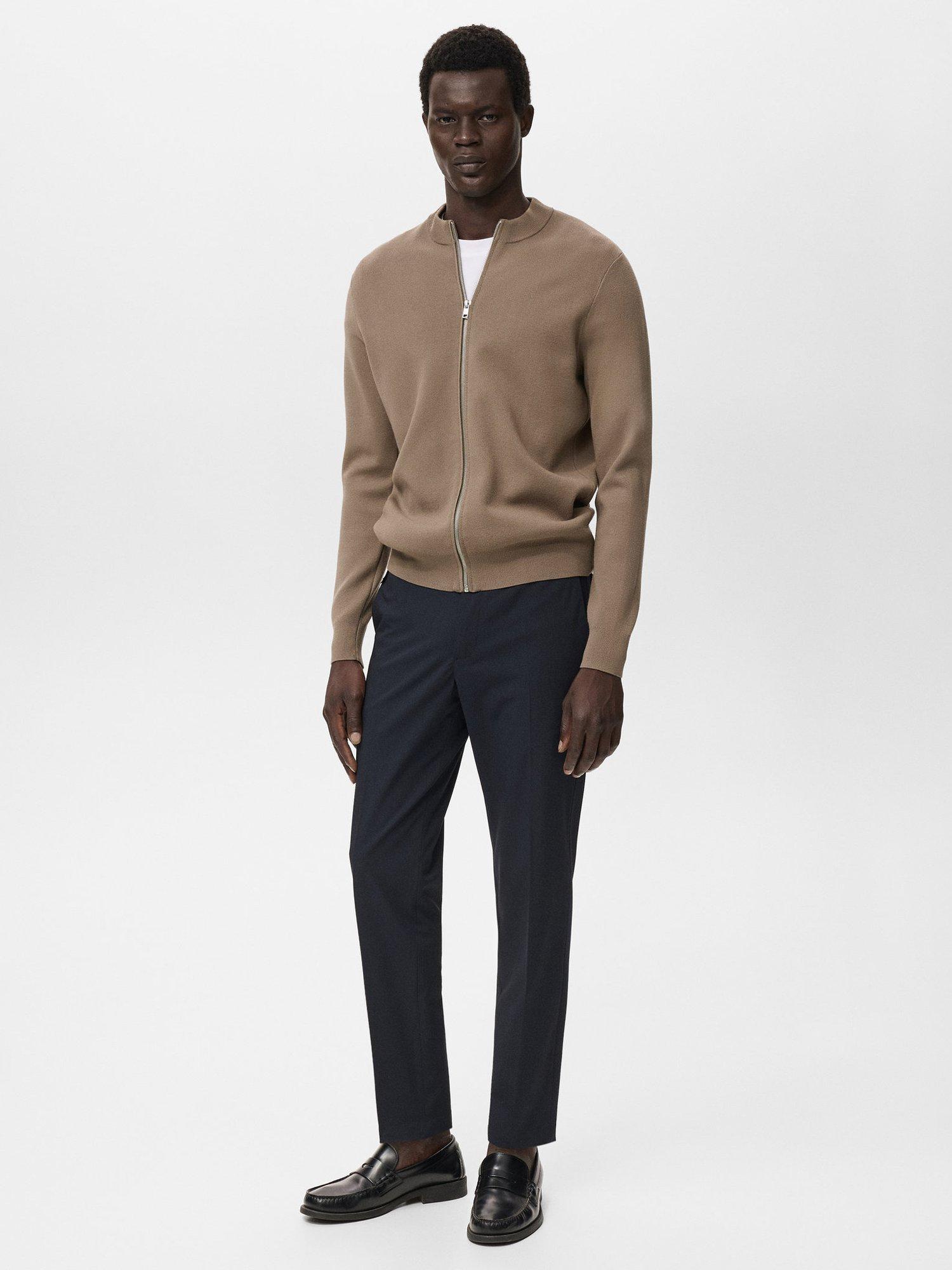 Product image 2 of 8, which shows Mango Luxusc Knitted Zip Cardigan, Medium Brown, M