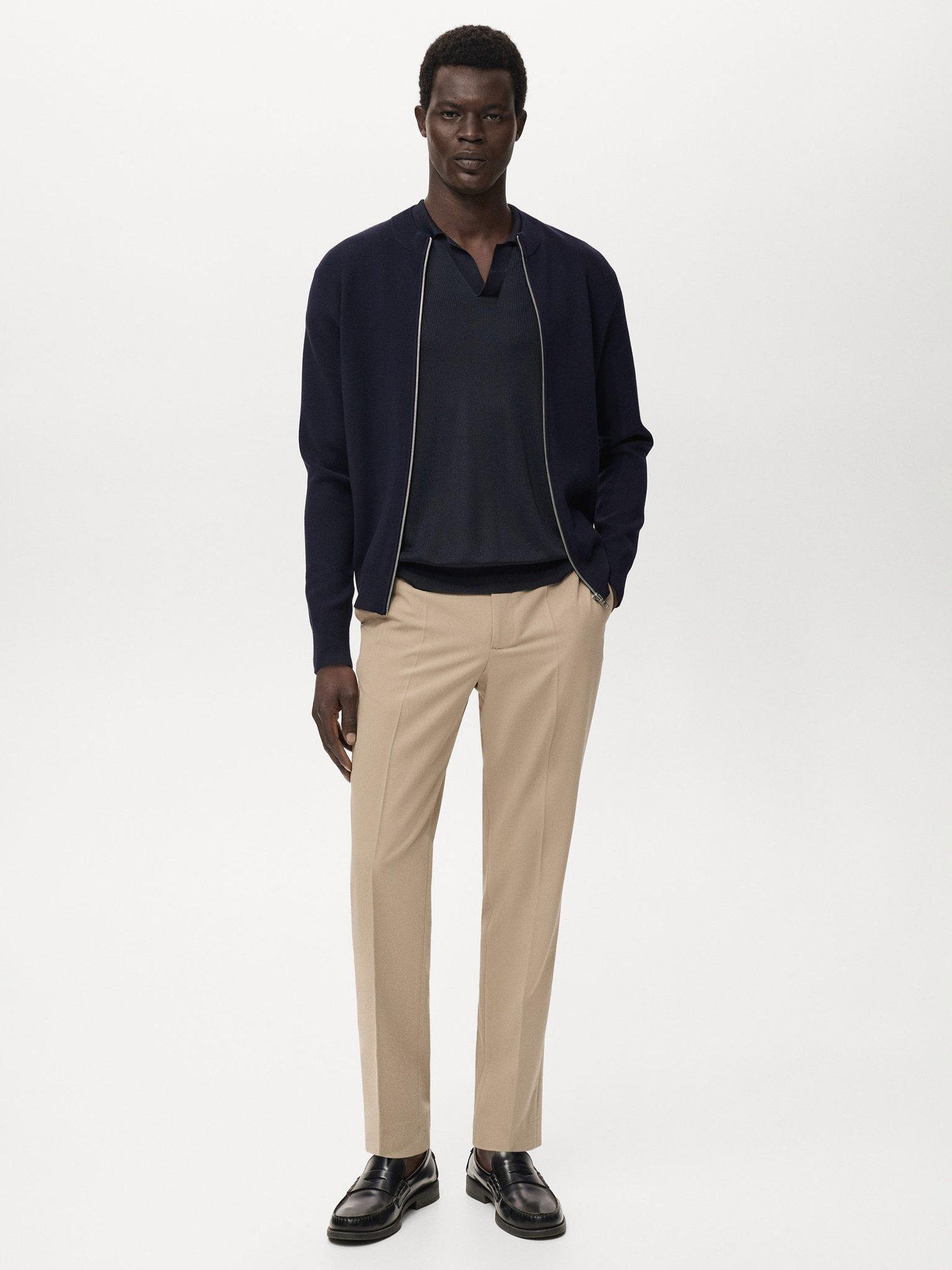 Product image 2 of 8, which shows Mango Luxusc Knitted Zip Cardigan, Navy, S