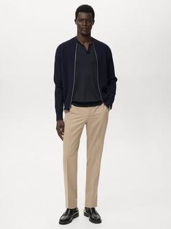 Mango Luxusc Knitted Zip Cardigan - view 2, Navy