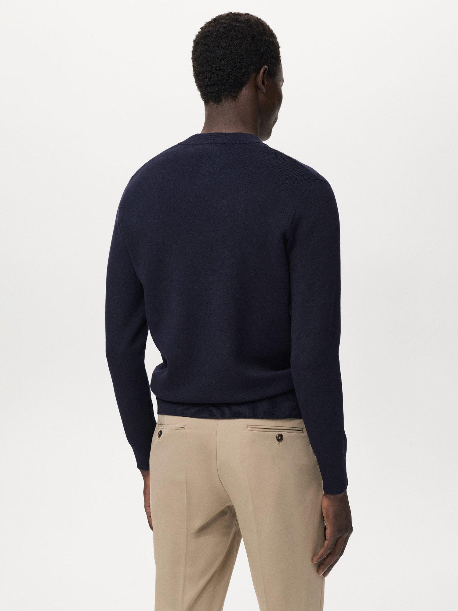 Product image 4 of 8, which shows Mango Luxusc Knitted Zip Cardigan, Navy, S