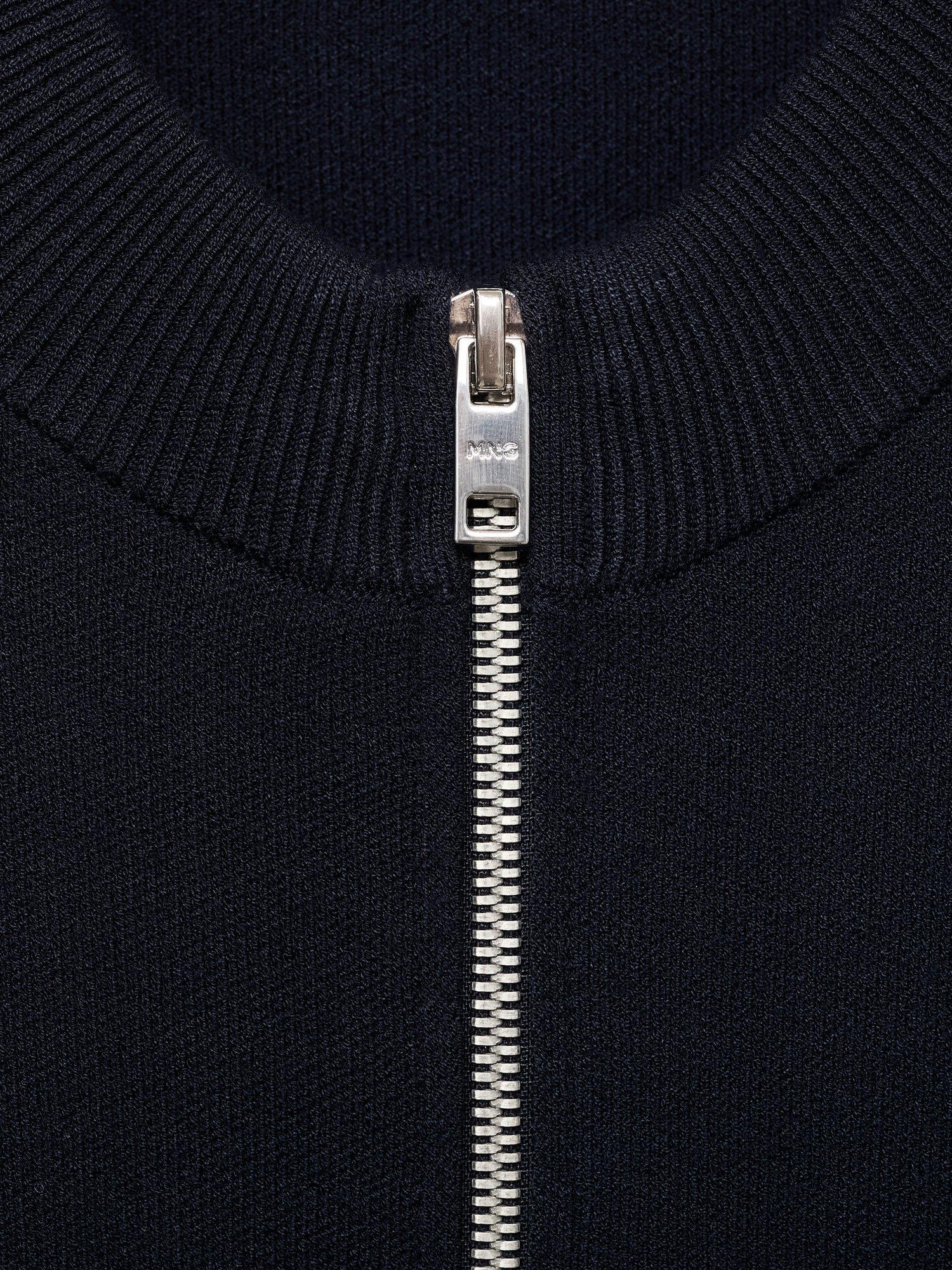 Product image 8 of 8, which shows Mango Luxusc Knitted Zip Cardigan, Navy, S