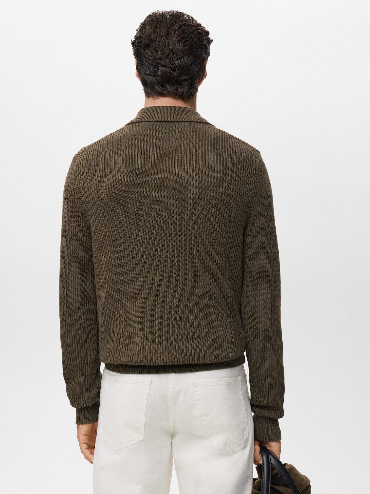 Product image 4 of 9, which shows Mango Madeiras Cotton Long Sleeve Polo Shirt, Dark Green, XXL