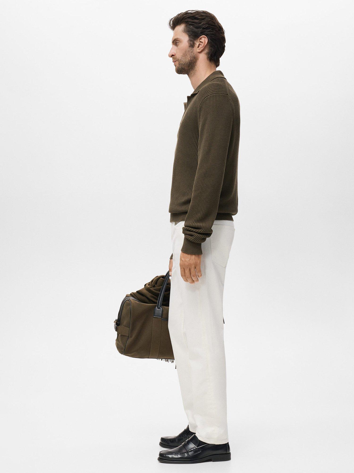 Product image 7 of 9, which shows Mango Madeiras Cotton Long Sleeve Polo Shirt, Dark Green, XXL