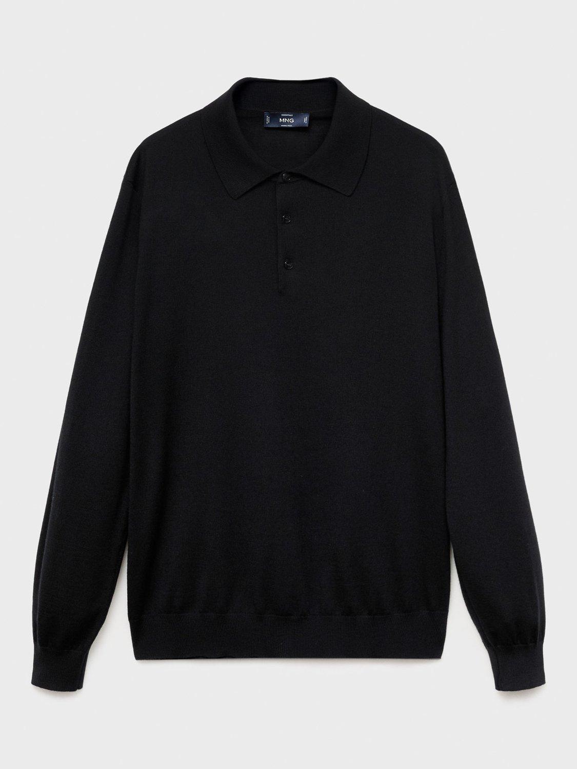Product image 3 of 8, which shows Mango Willys Wool Regular Fit Long Sleeve Polo Shirt, Black, XL