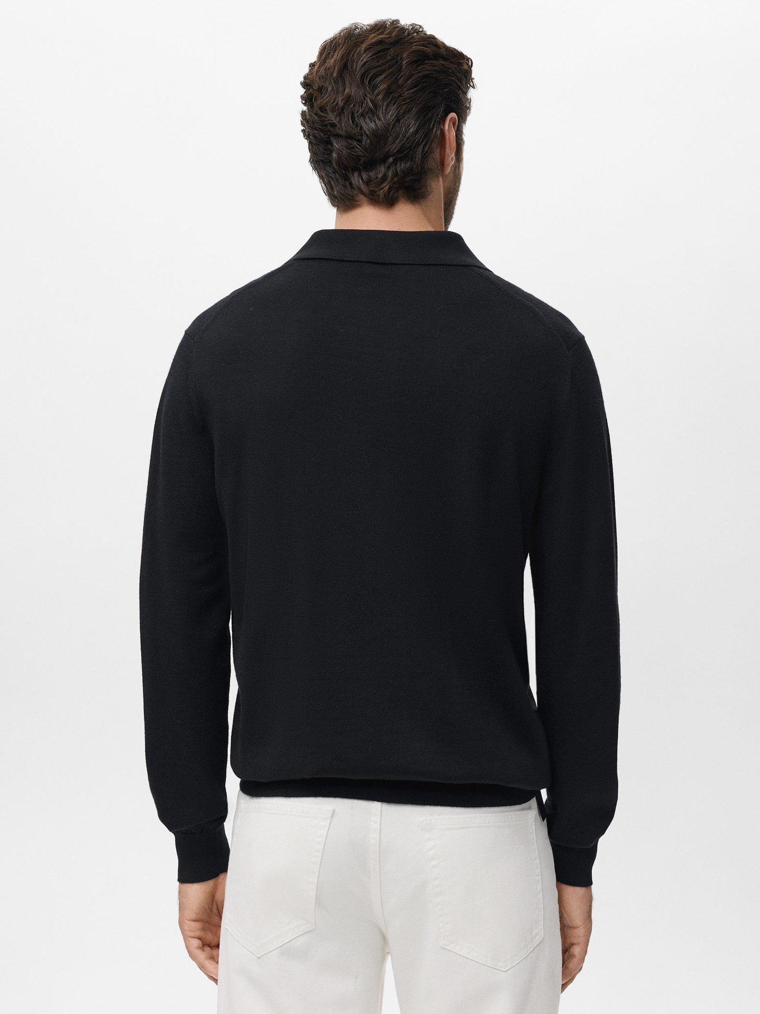 Product image 4 of 8, which shows Mango Willys Wool Regular Fit Long Sleeve Polo Shirt, Black, XL