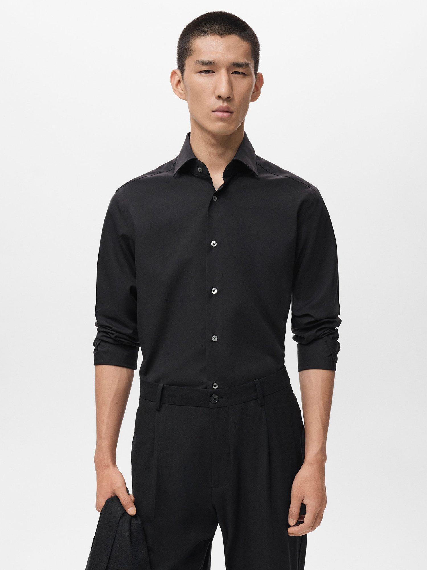 Product image 1 of 8, which shows Mango Bilbao Cotton Shirt, Black, L