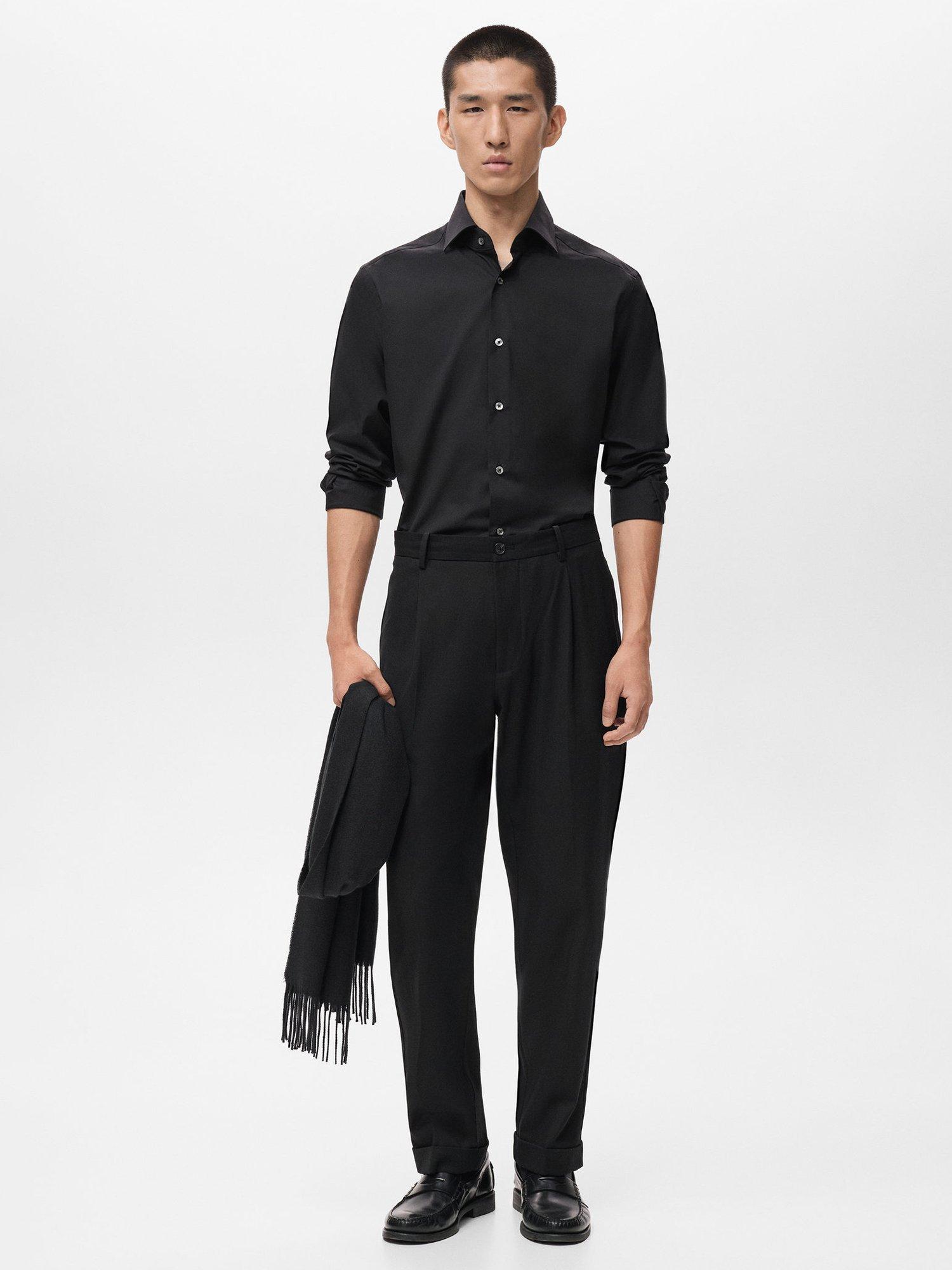 Product image 2 of 8, which shows Mango Bilbao Cotton Shirt, Black, L