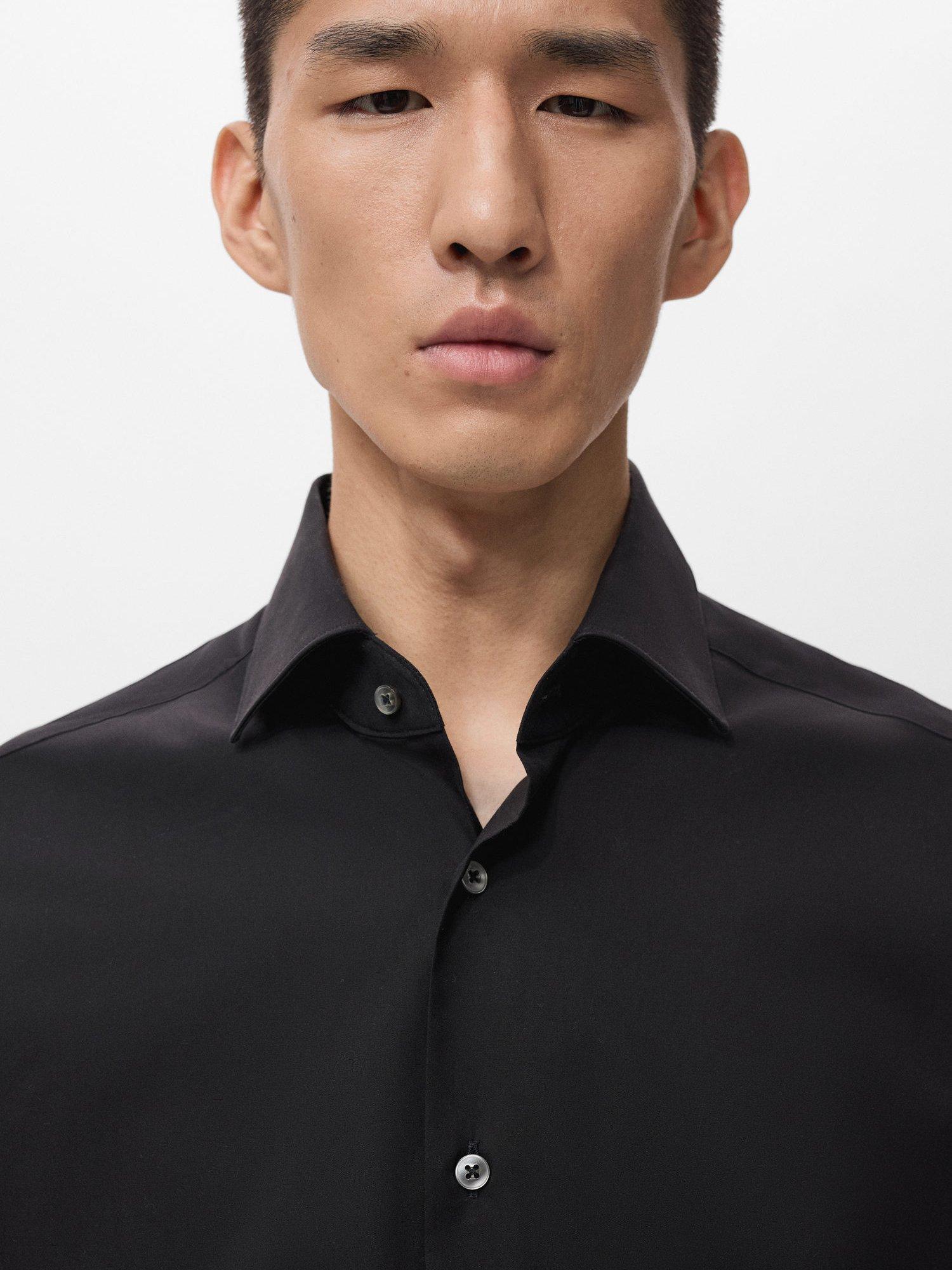Product image 6 of 8, which shows Mango Bilbao Cotton Shirt, Black, L