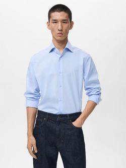 Mango Bilbao Cotton Shirt, Pastel Blue