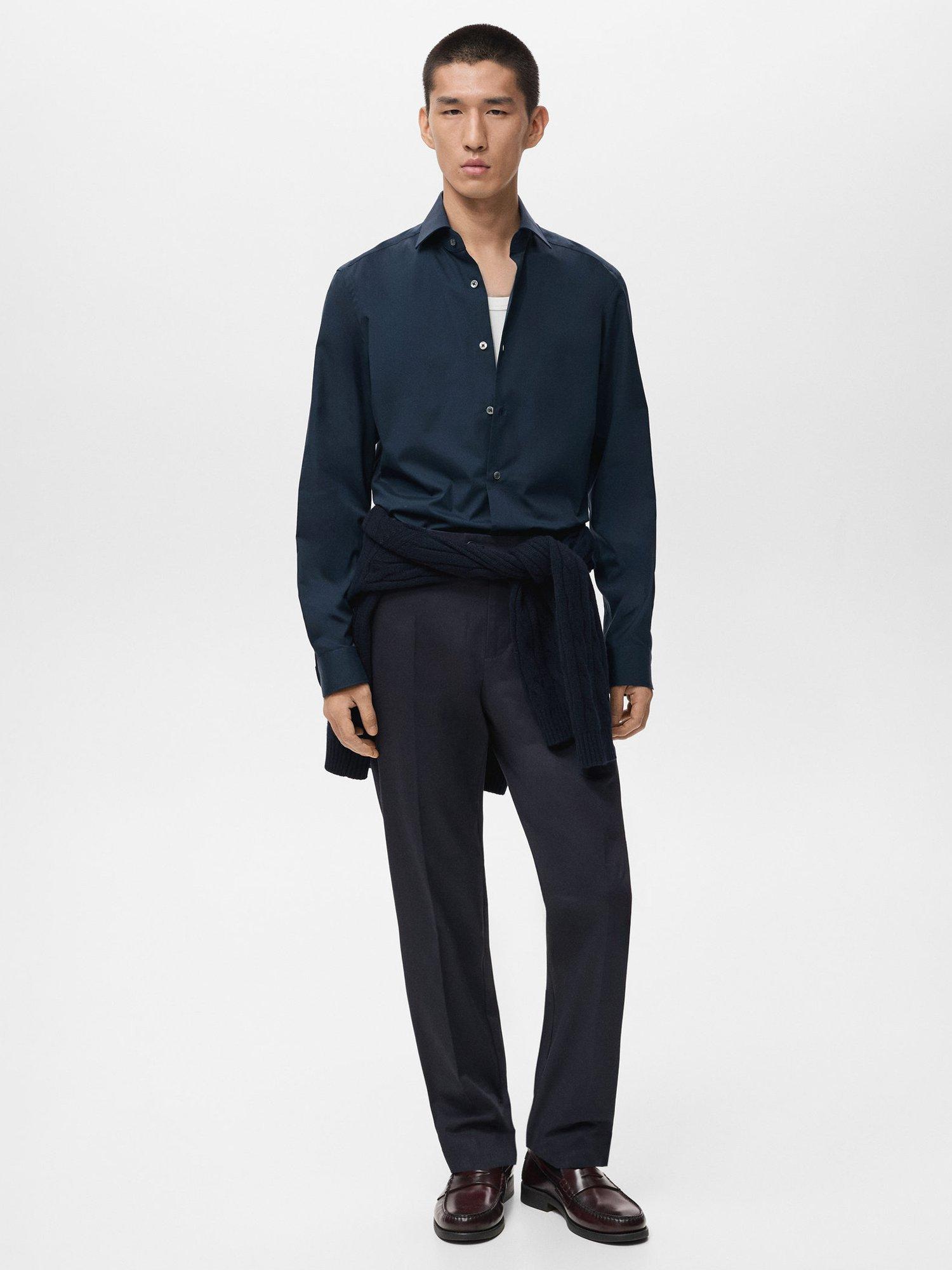 Product image 2 of 8, which shows Mango Bilbao Cotton Shirt, Navy, S