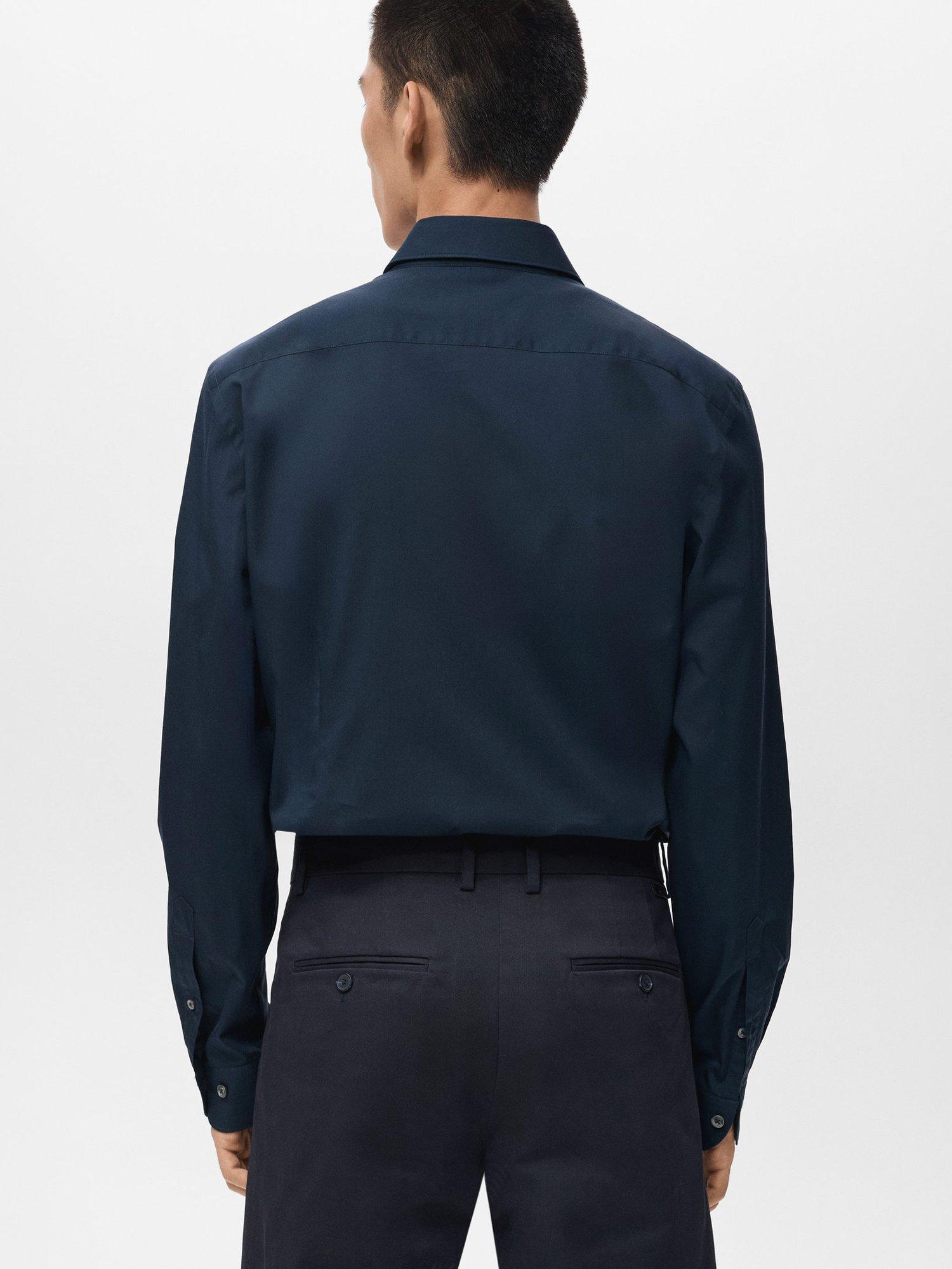 Product image 4 of 8, which shows Mango Bilbao Cotton Shirt, Navy, S