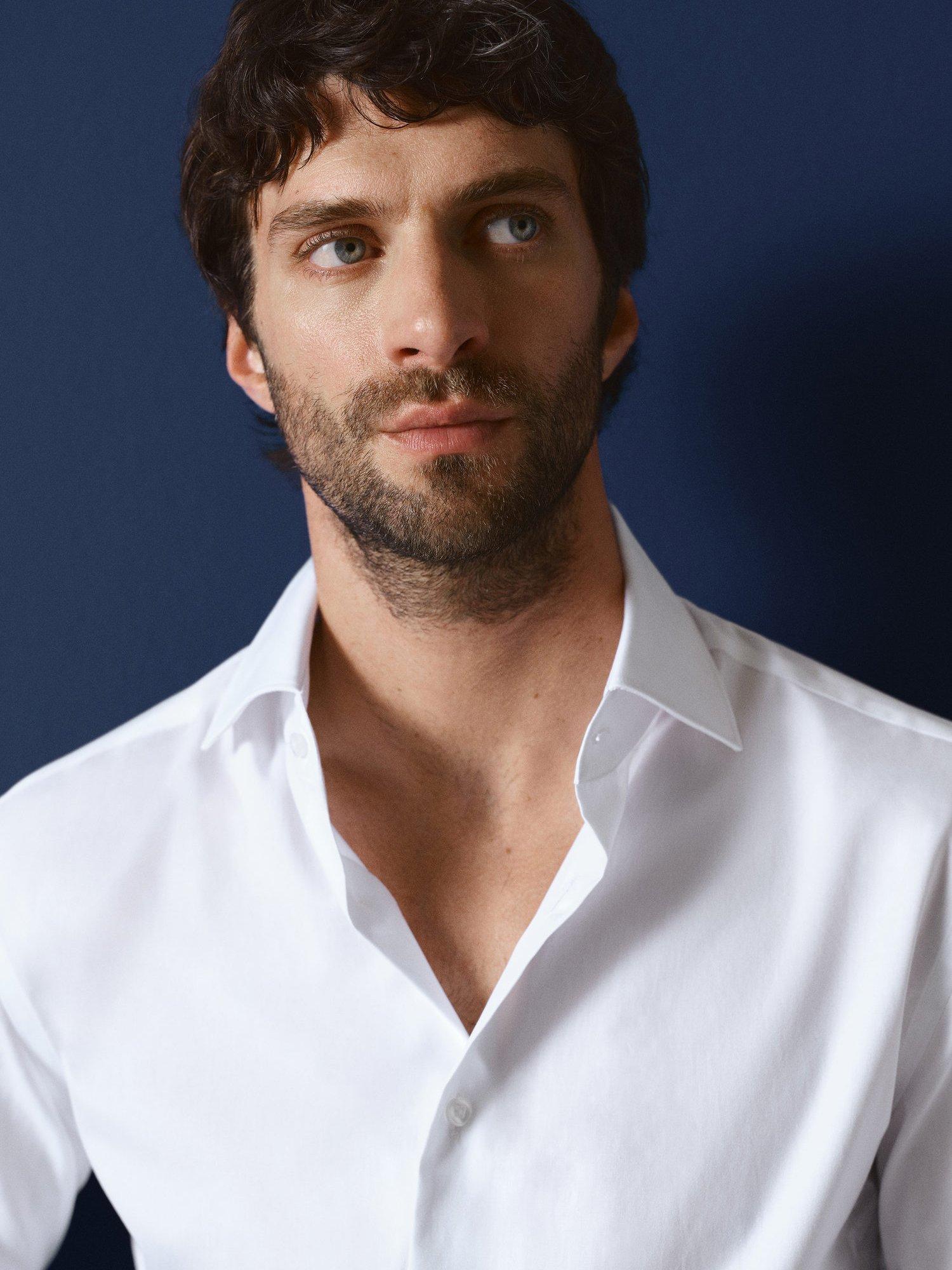 Product image 8 of 9, which shows Mango Giro Cotton Blend Long Sleeve Collar Shirt, White, L